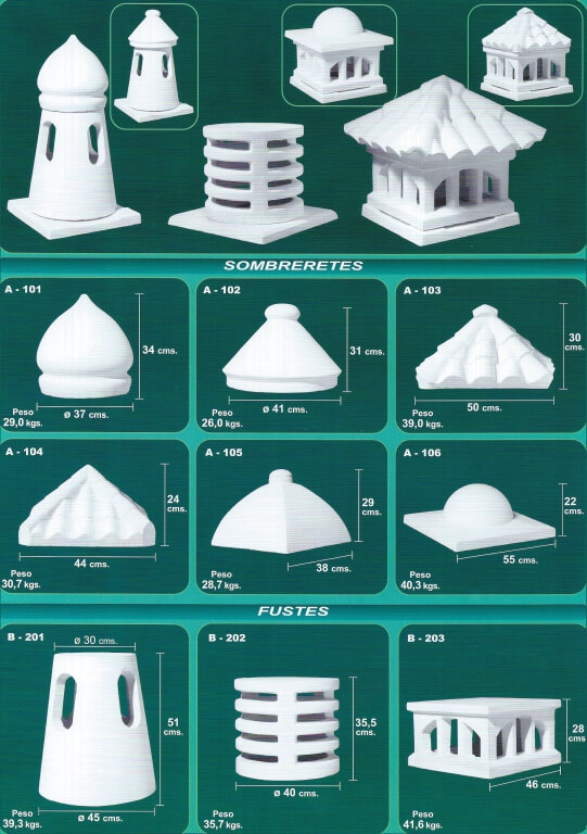 ASPIRADORES DE CHIMENEA PIEDRA ARTIFICIAL - PREFABRICADOS DE HORMIGN